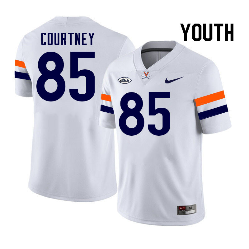 Youth Virginia Cavaliers #85 Kameron Courtney College Football Jerseys Stitched-White
